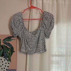 Altar'd State Black and White Puff Sleeve Blouse